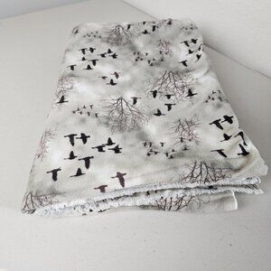 Timeless Treasures Fleece Fabric Birds Trees Gray W 38" L 114" Scenic Nature